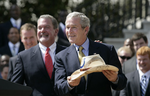 President Bush congratulates the Indianapolis Colts