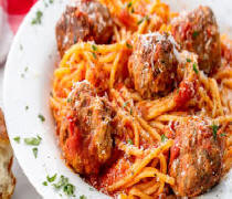 Angel Hair Pasta with Marinara Sauce and Meatballs